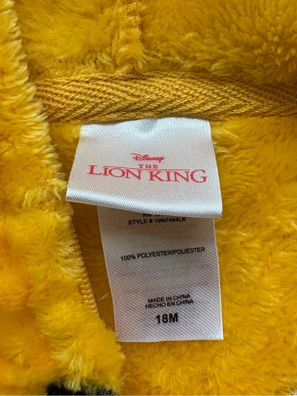 Baby Disney Lion King Simba costume size 18 months one piece